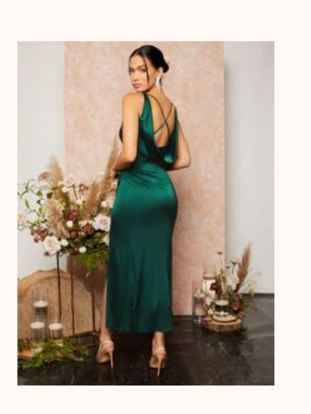 SHEIN Belle Ruched Split Thigh Draped Crisscross Back Satin